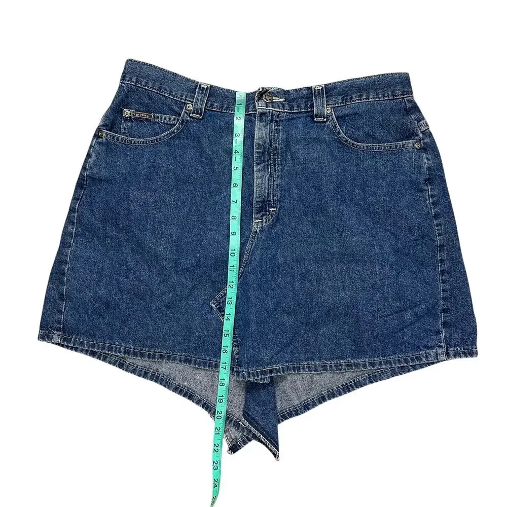 Vintage 90s Riders Ridig Medium Wash Denim Asymmetric Skirt Sz 34 Waist